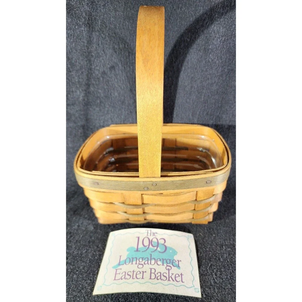 Vintage Longaberger 1993 Small Stained EASTER Basket ~ Signed By Wendy & Judy